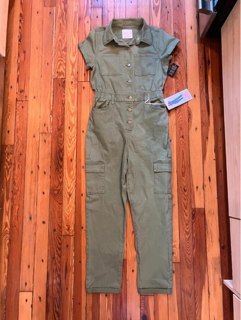 Marchioness of Bohemia OOAK Cat Art Cargo Boilersuit Womens S Olive Jumpsuit NWT - Picture 6 of 14